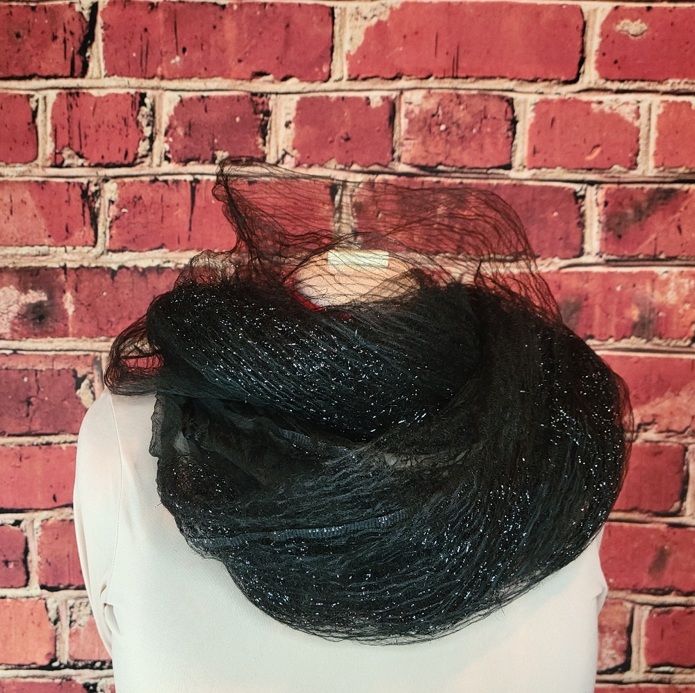 Black Sparkly 100% Silk Scarf by Twiggy